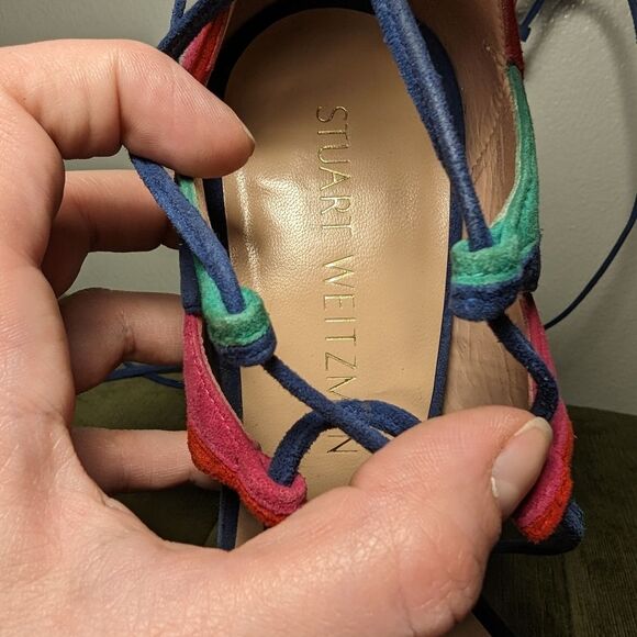 Stuart Weitzman Legwrap Song Colorblock Suede Heels sandals - Picture 12 of 14